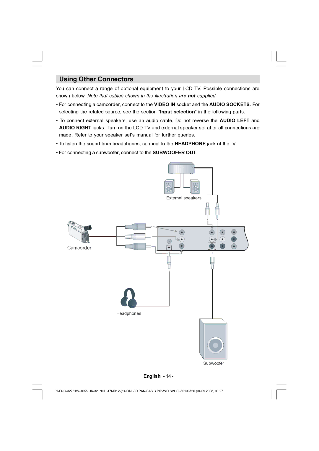 Dantax 32LCD V9 manual Using Other Connectors 