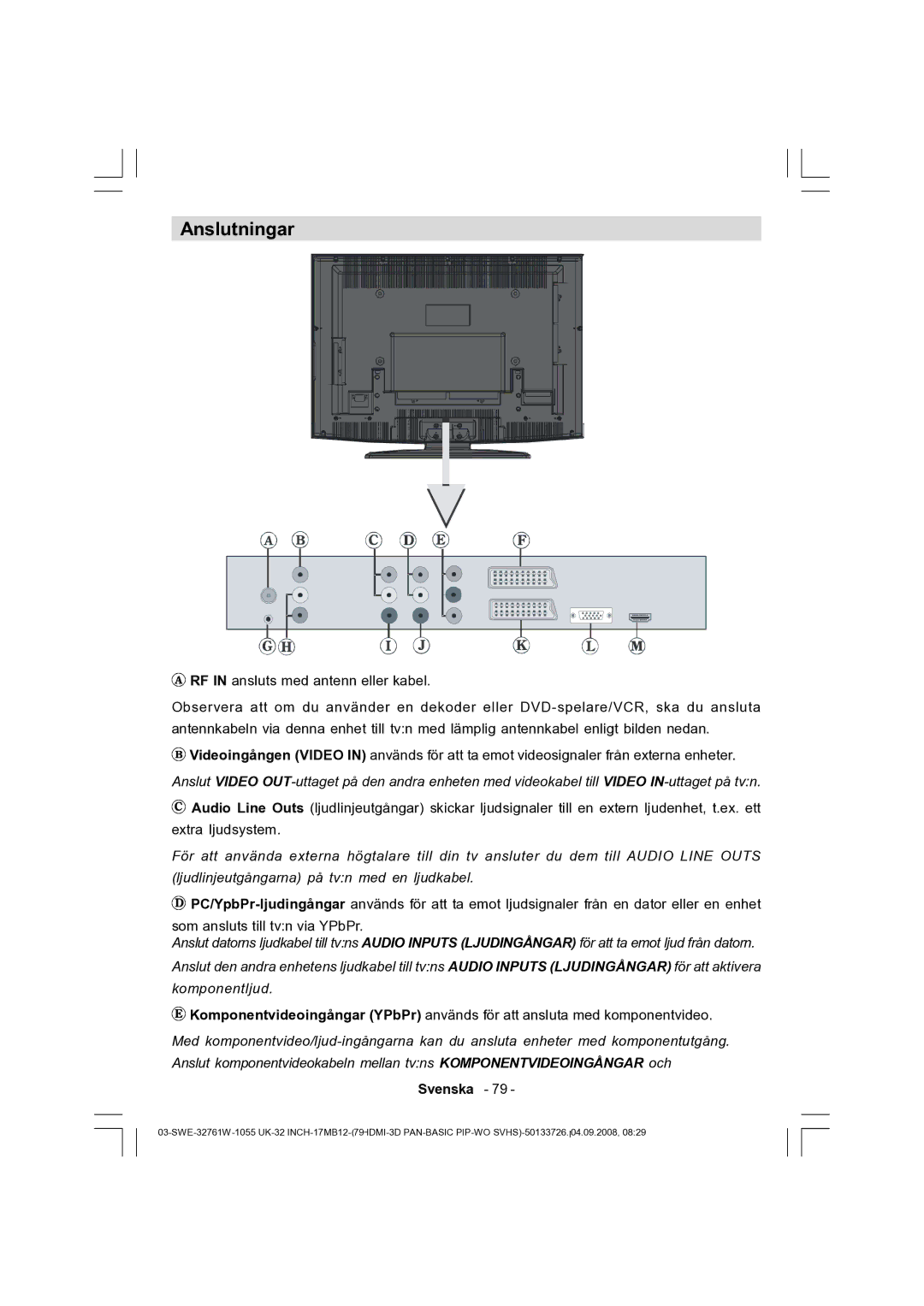 Dantax 32LCD V9 manual Anslutningar 