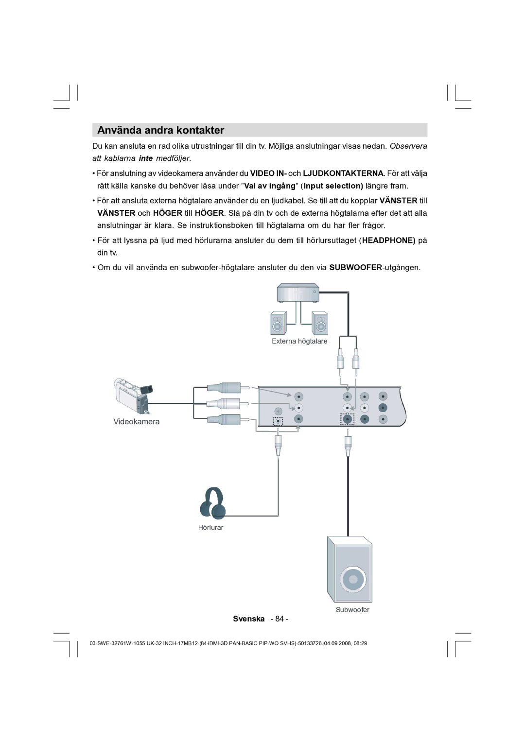 Dantax 32LCD V9 manual Använda andra kontakter 