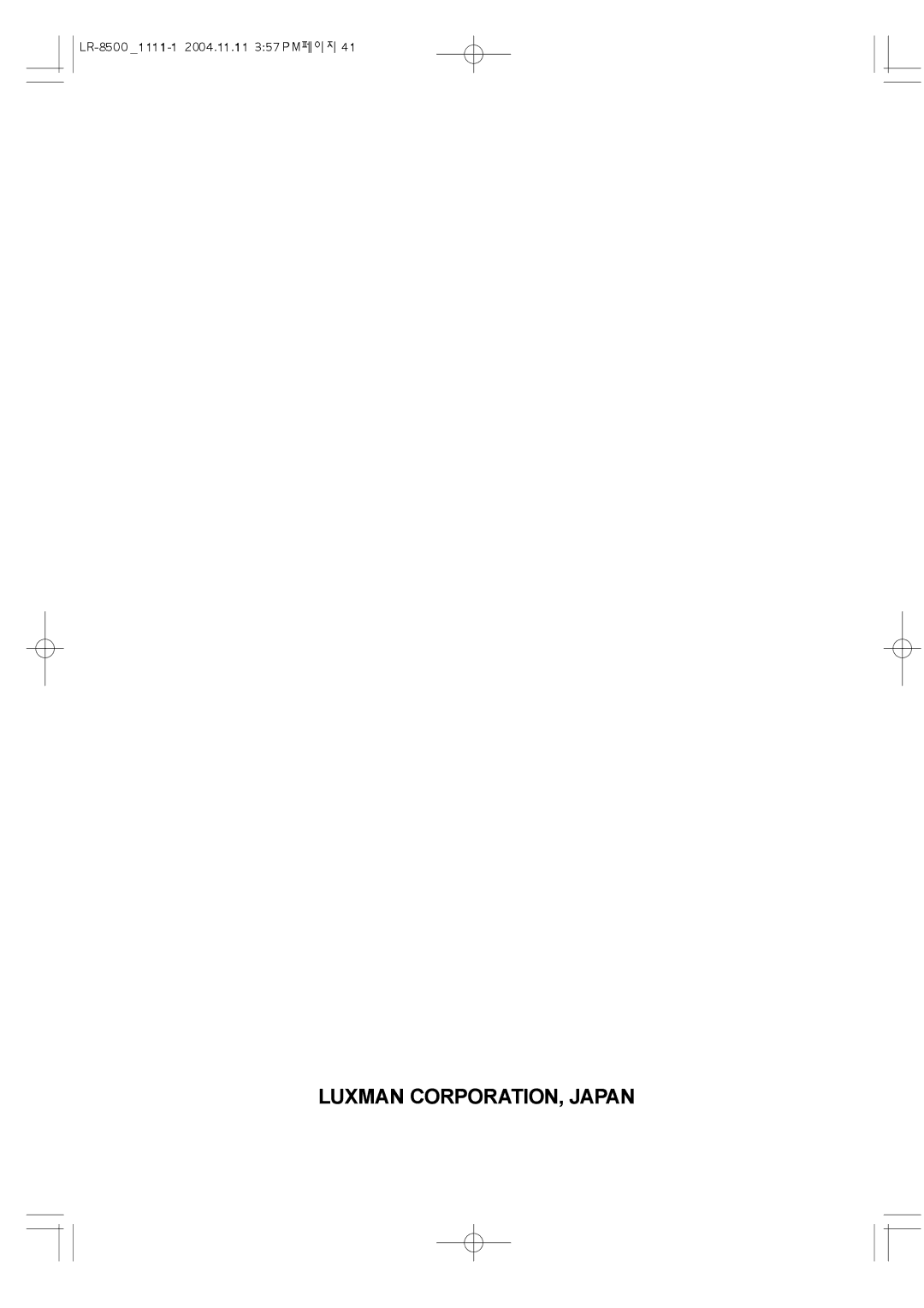 Dantax LR-8500 manual Luxman CORPORATION, Japan 