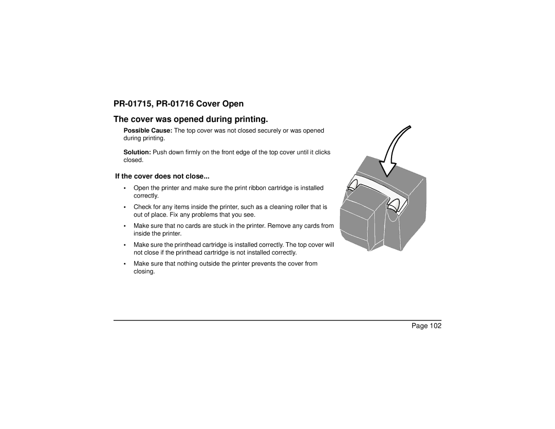 Datacard Group CP60 manual If the cover does not close 