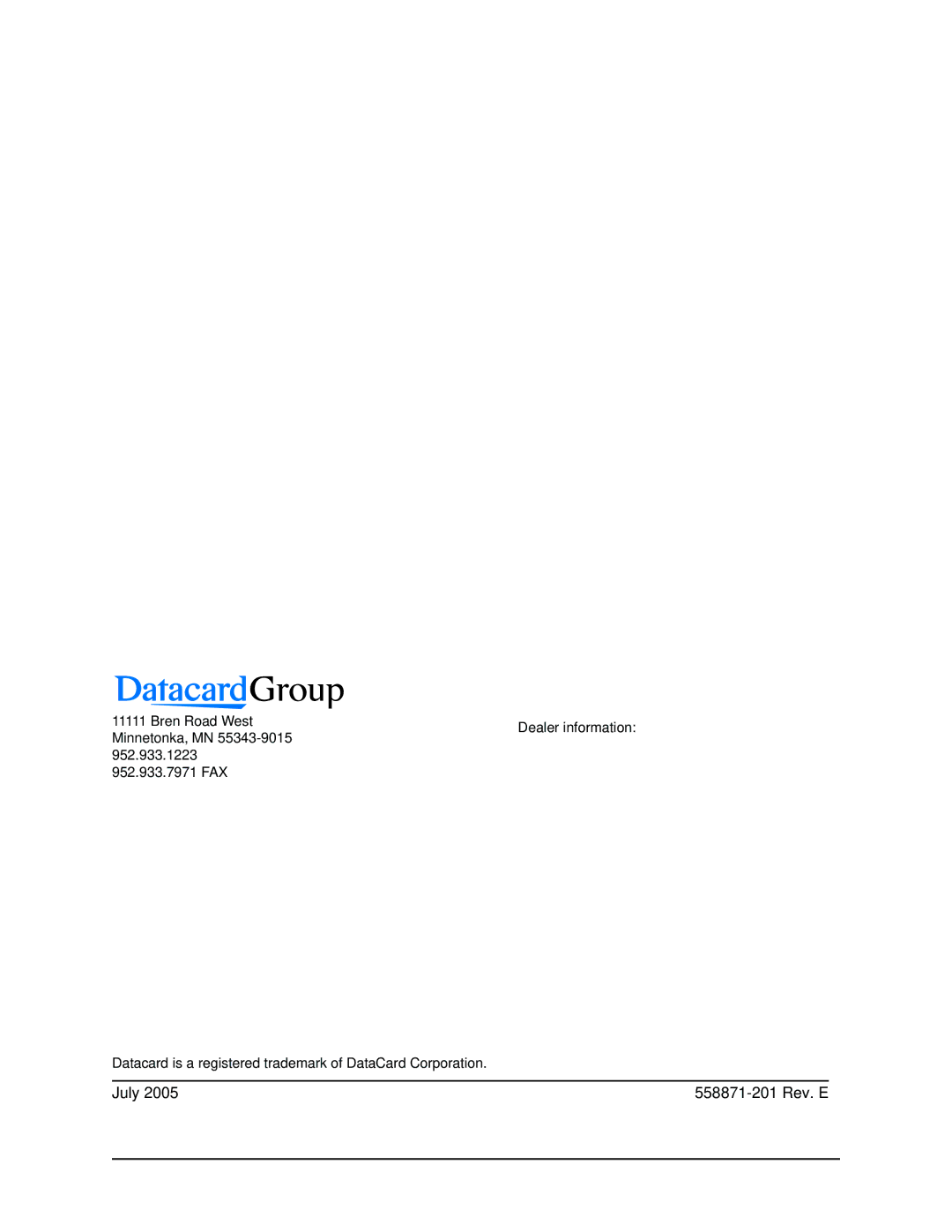 Datacard Group CP60 manual July 558871-201 Rev. E 