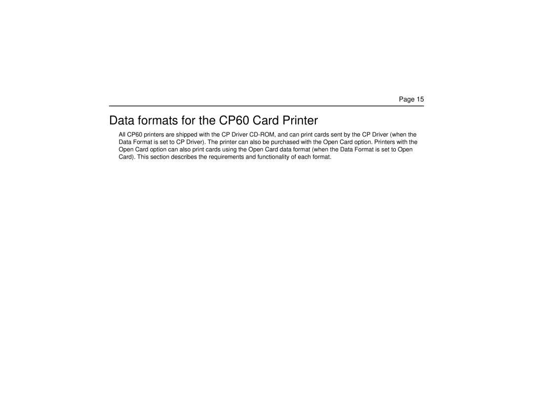 Datacard Group manual Data formats for the CP60 Card Printer 