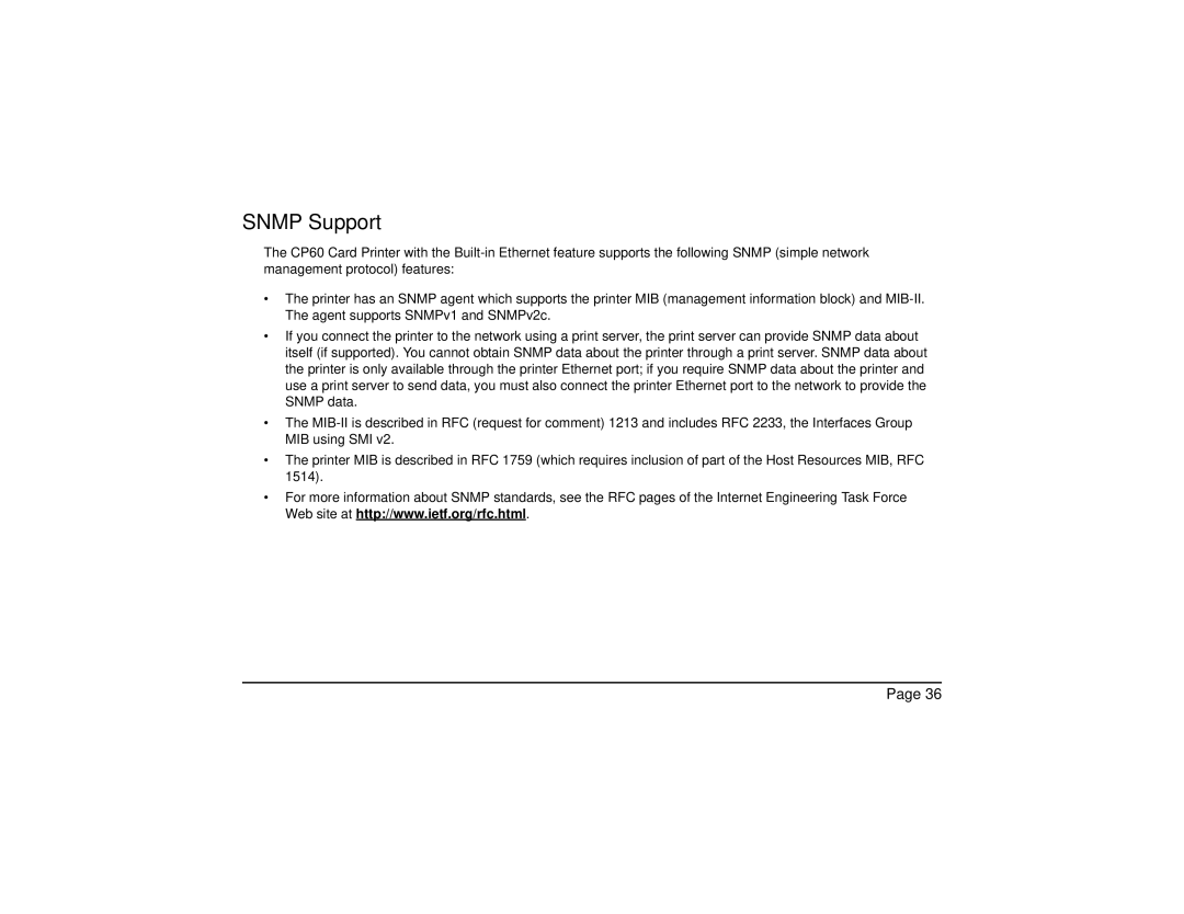 Datacard Group CP60 manual Snmp Support 