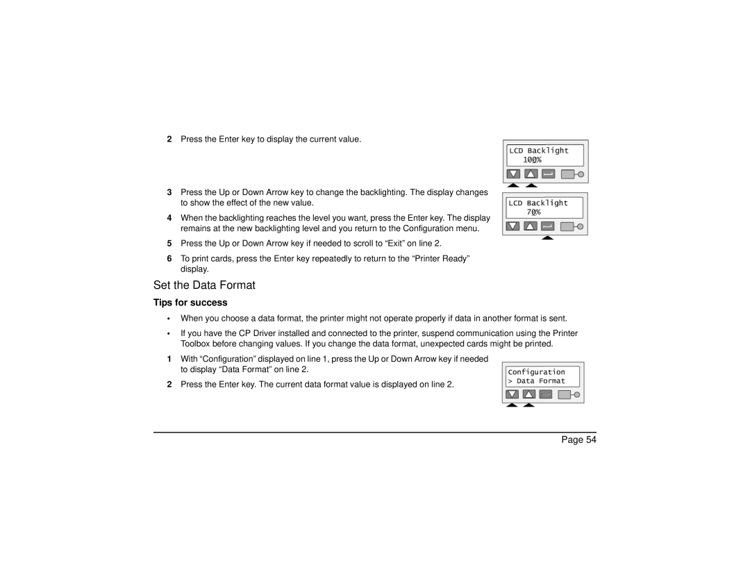 Datacard Group CP60 manual Set the Data Format 