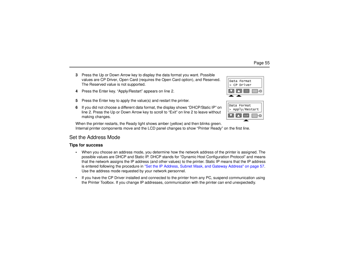 Datacard Group CP60 manual Set the Address Mode 