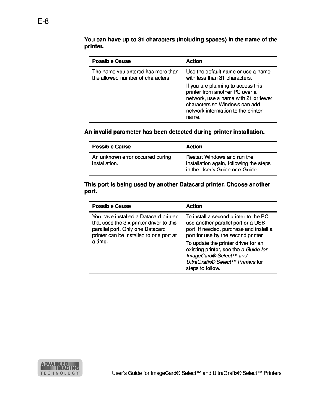 Datacard Group ImageCard SelectTM and UltraGrafix SelectTM Printers manual 