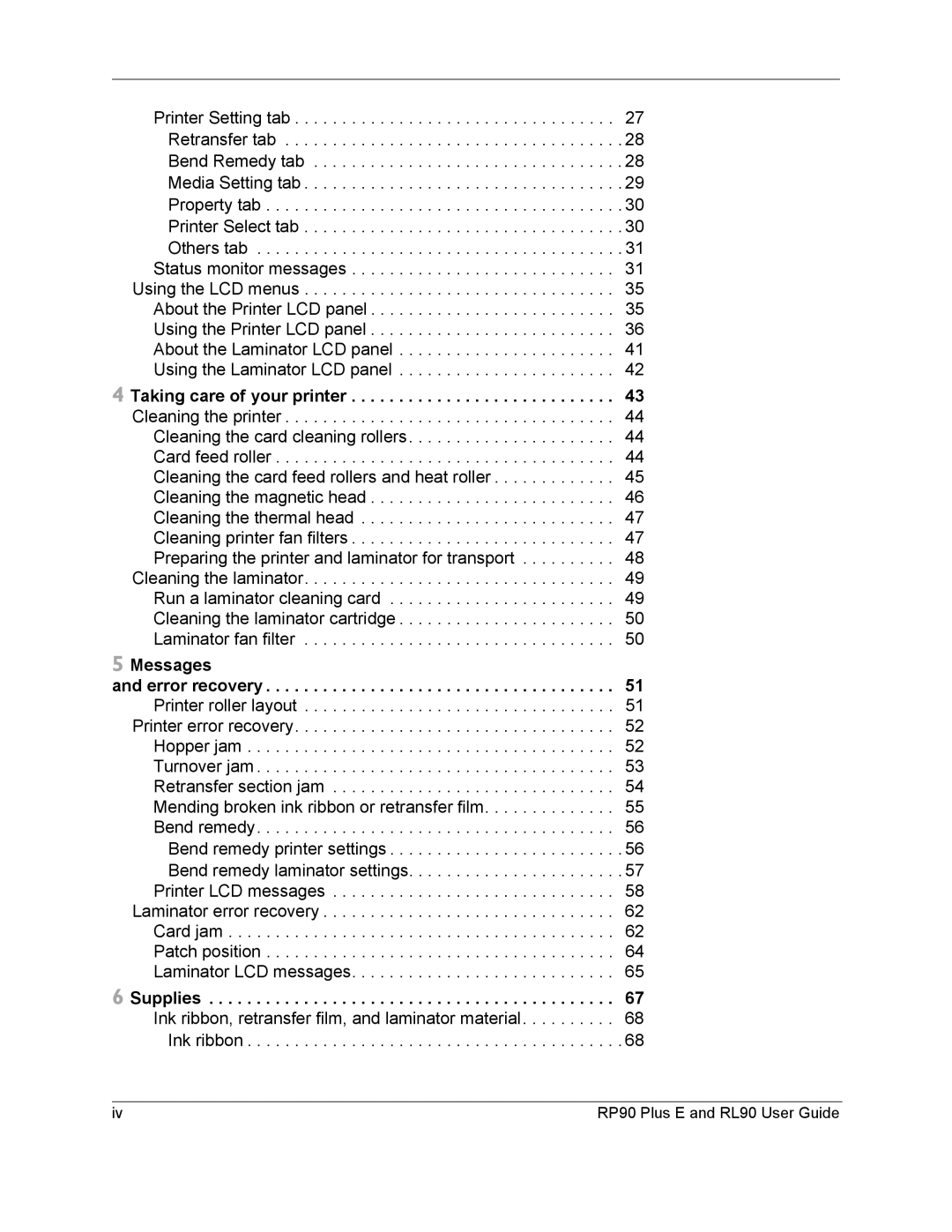 Datacard Group RP90, RL90 manual Messages 