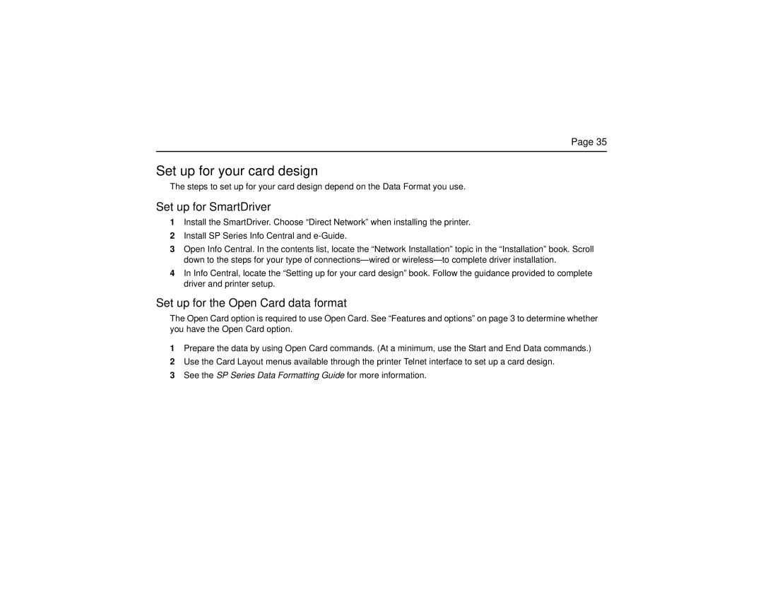 Datacard Group SP Series manual Set up for your card design, Set up for SmartDriver 