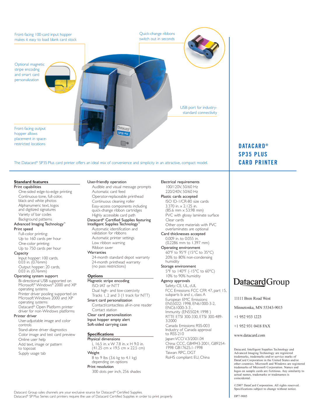 Datacard Group SP35 Plus manual ATA C a R D, Card Printer 