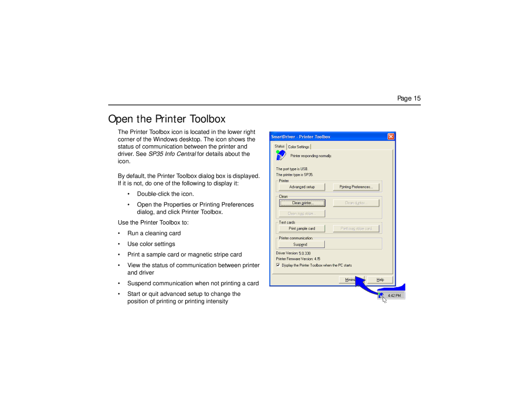 Datacard Group SP35 manual Open the Printer Toolbox 