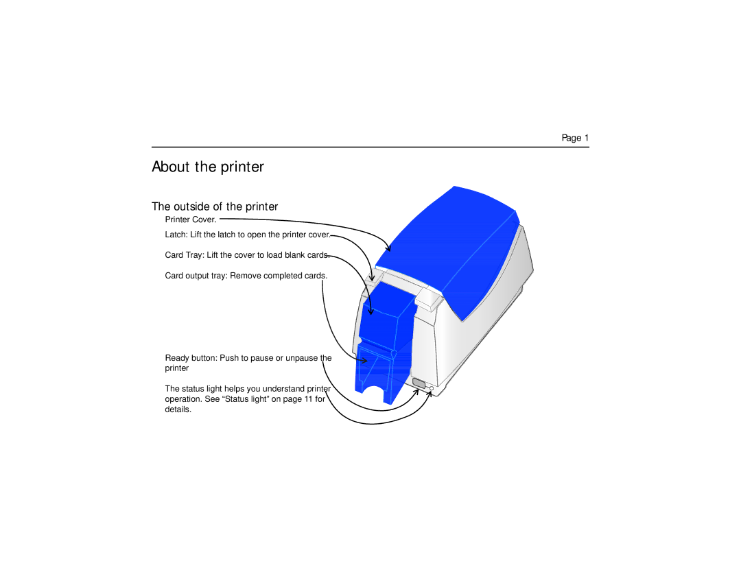 Datacard Group SP35 manual About the printer, Outside of the printer 