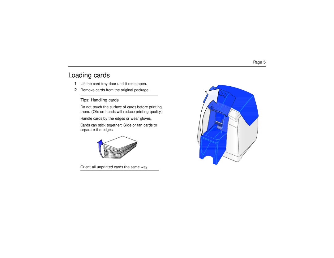 Datacard Group SP35 manual Loading cards, Tips Handling cards 