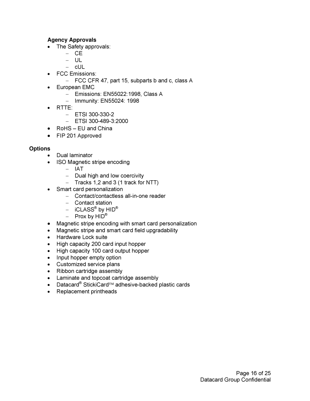 Datacard Group SP75 manual Agency Approvals, Iat 