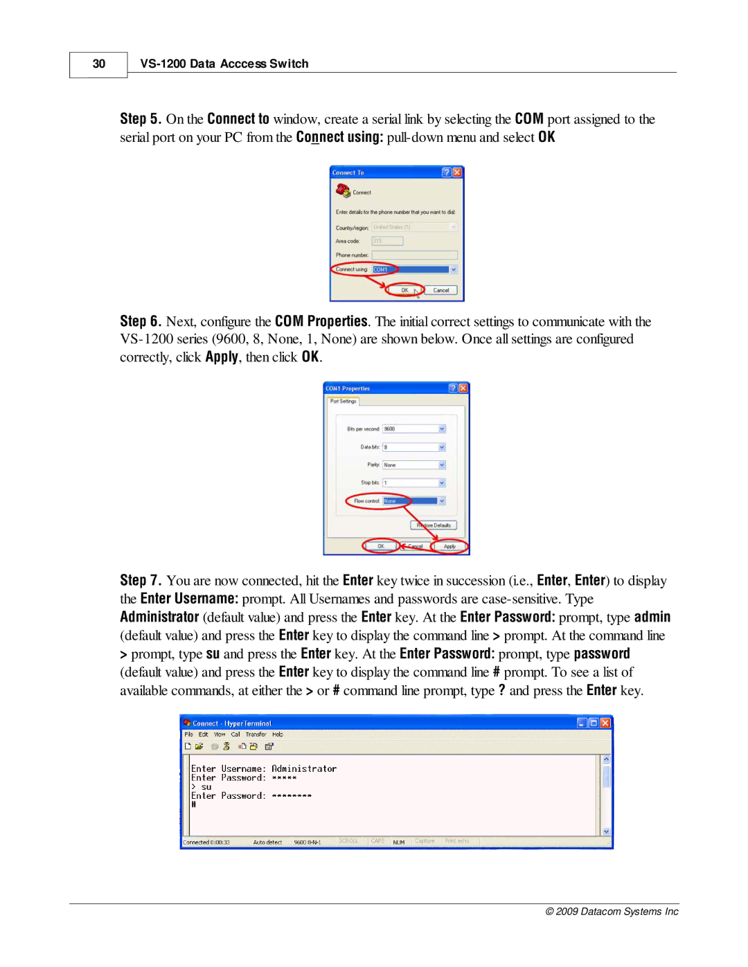 Datacom Systems manual VS-1200 Data Acccess Switch 