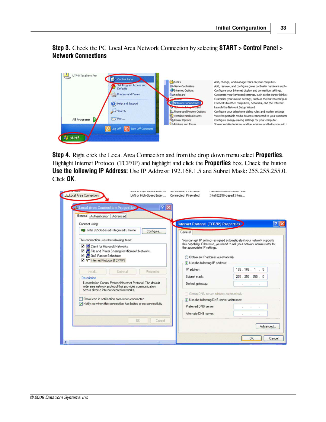 Datacom Systems VS-1200 manual Network Connections 