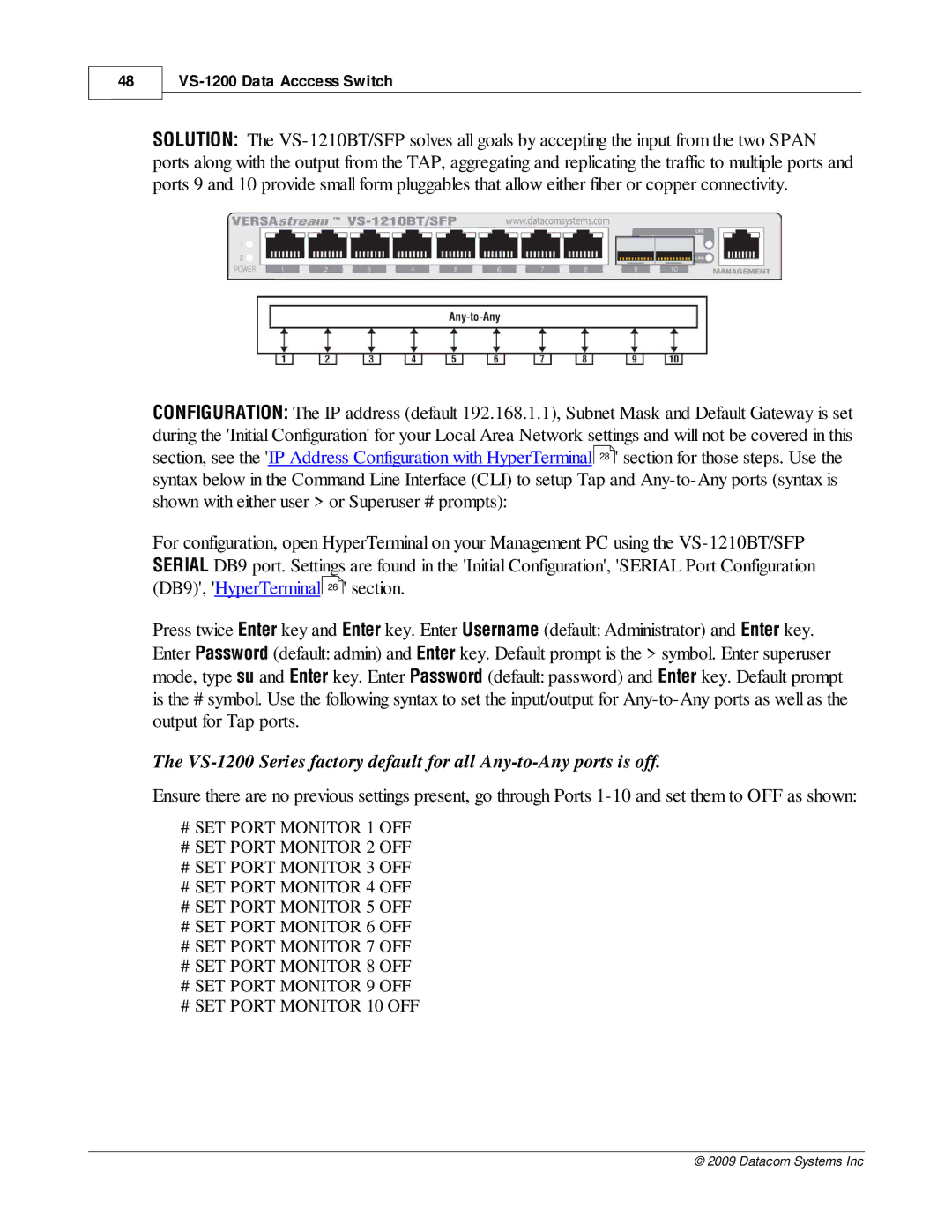 Datacom Systems manual VS-1200 Data Acccess Switch 