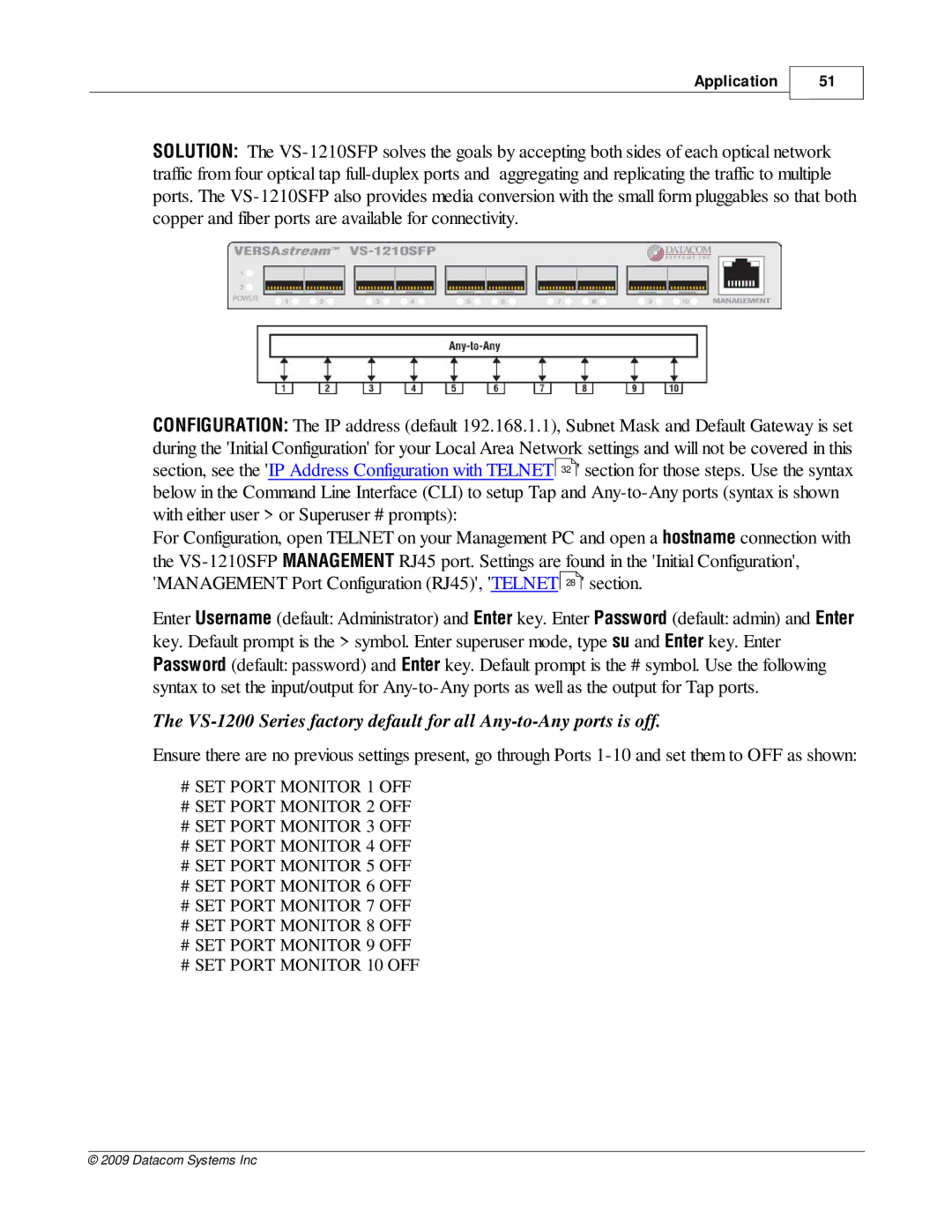 Datacom Systems VS-1200 manual Application 