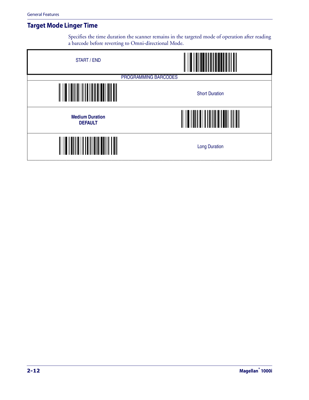 Datalogic Scanning 1000I manual Target Mode Linger Time 