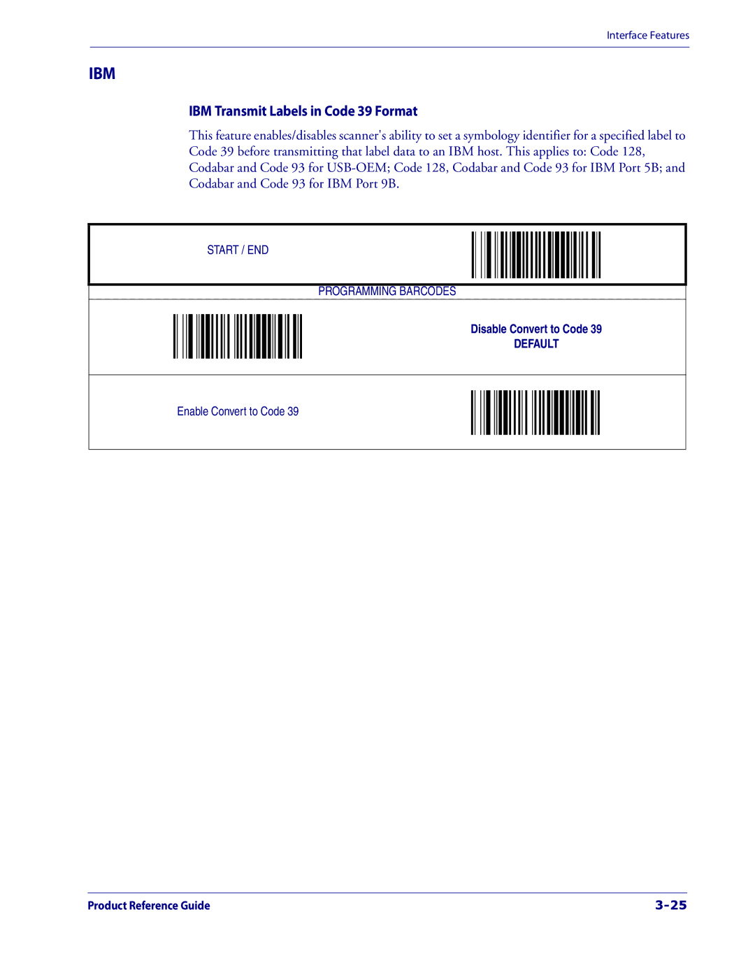 Datalogic Scanning 1000I manual Ibm, IBM Transmit Labels in Code 39 Format 