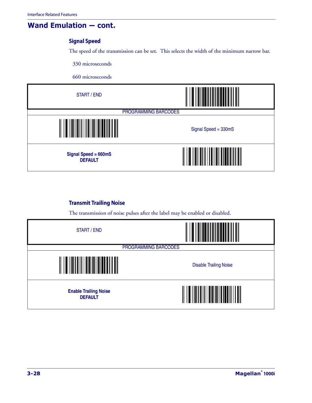 Datalogic Scanning 1000I manual Signal Speed, Transmit Trailing Noise 