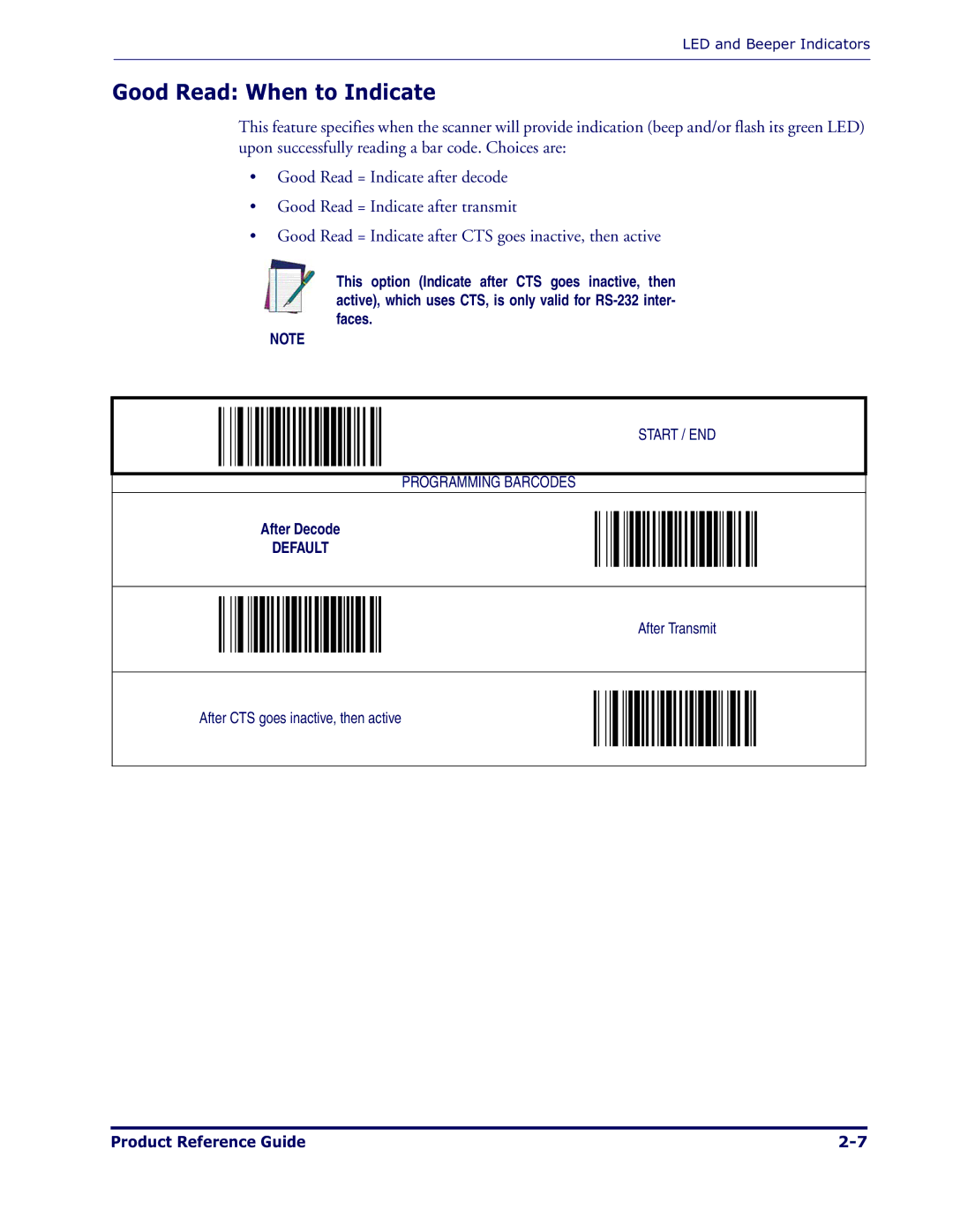 Datalogic Scanning 1000I manual Good Read When to Indicate 