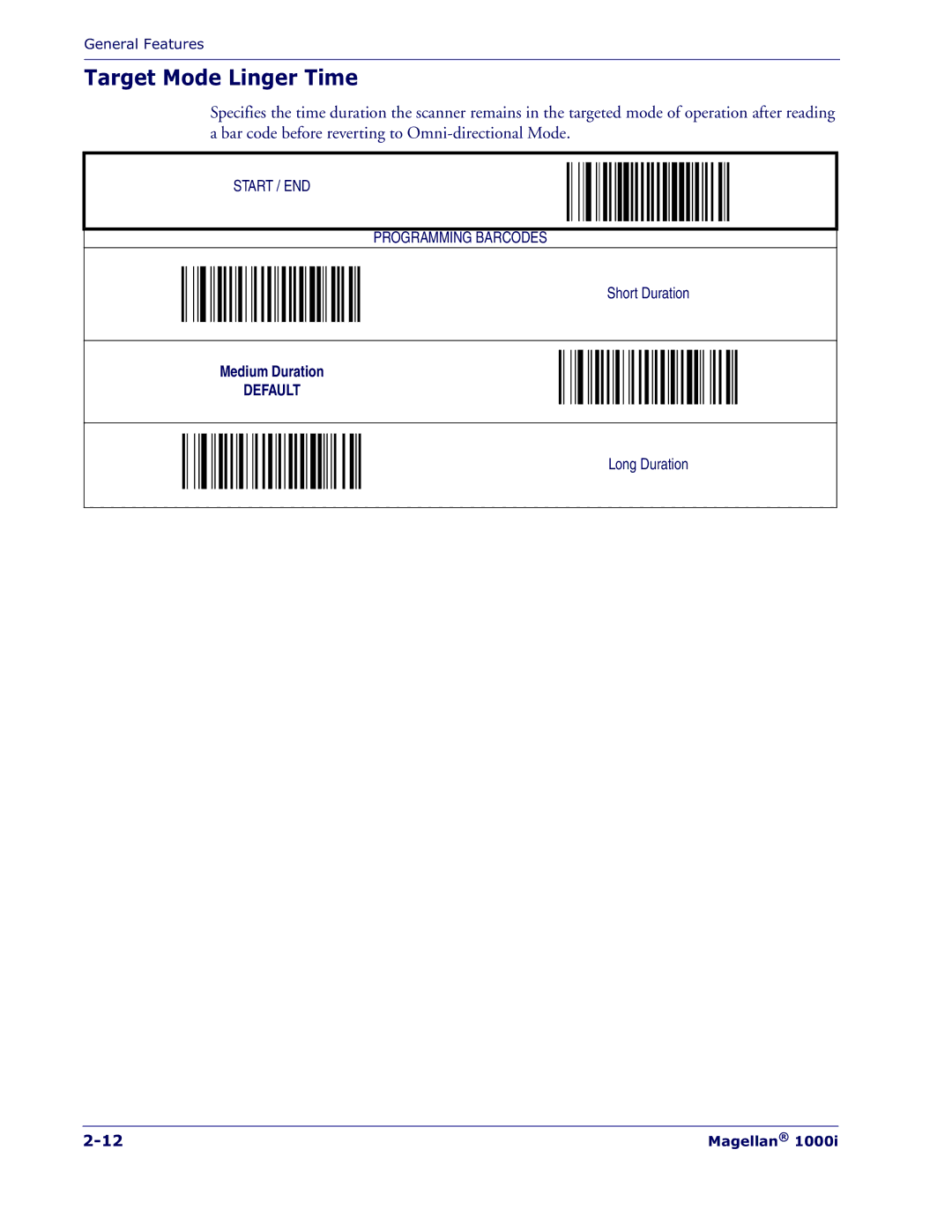 Datalogic Scanning 1000I manual Target Mode Linger Time 