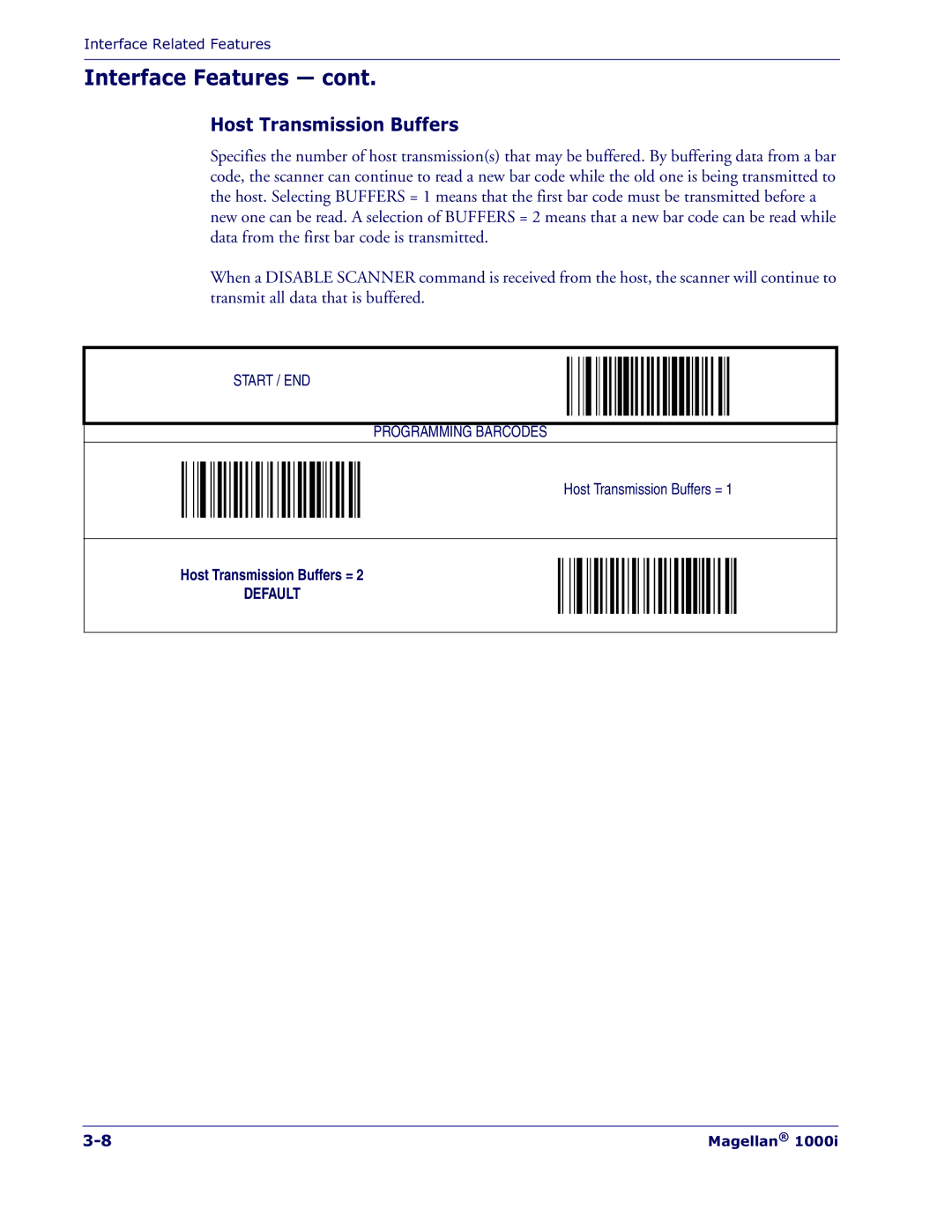 Datalogic Scanning 1000I manual Interface Features, Host Transmission Buffers 