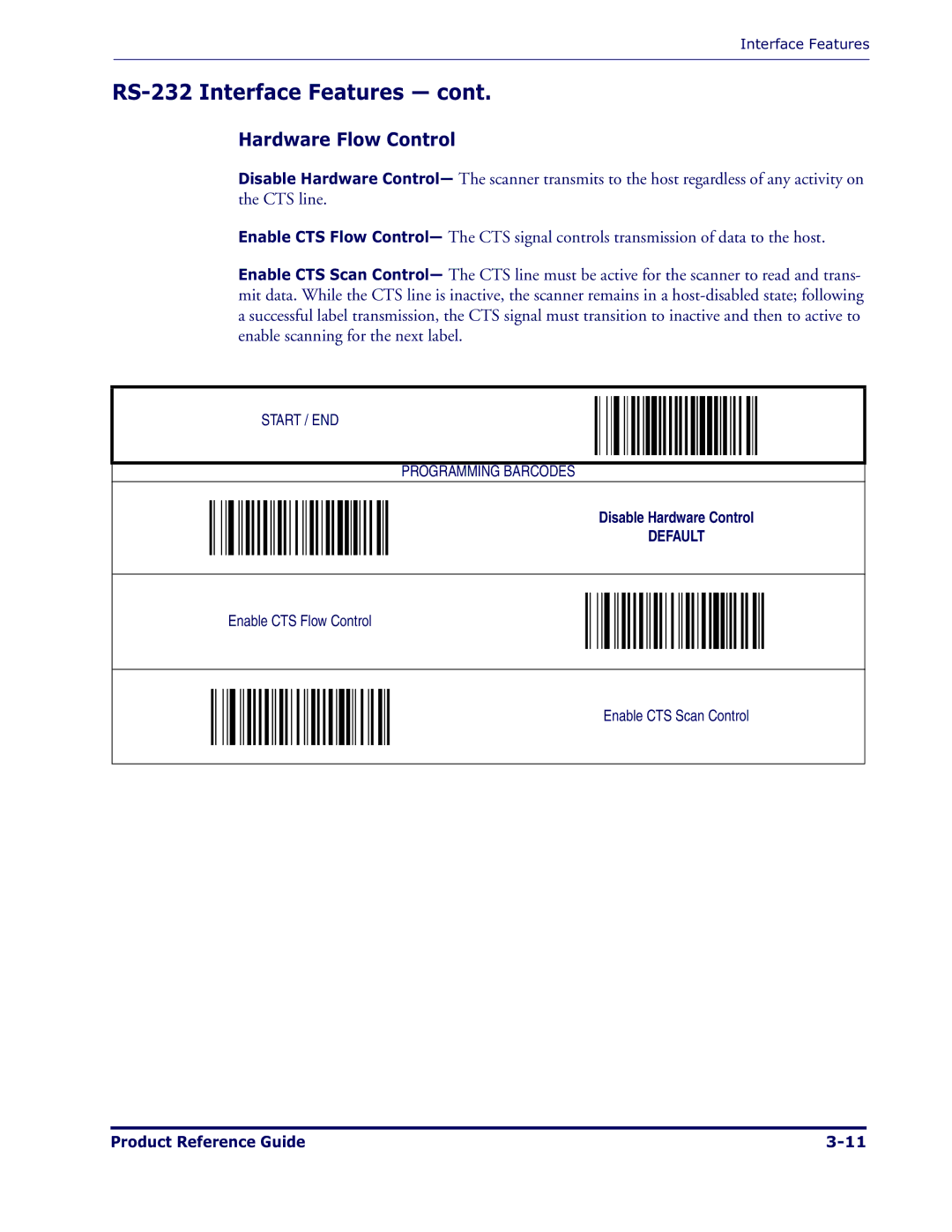 Datalogic Scanning 1000I manual Hardware Flow Control 