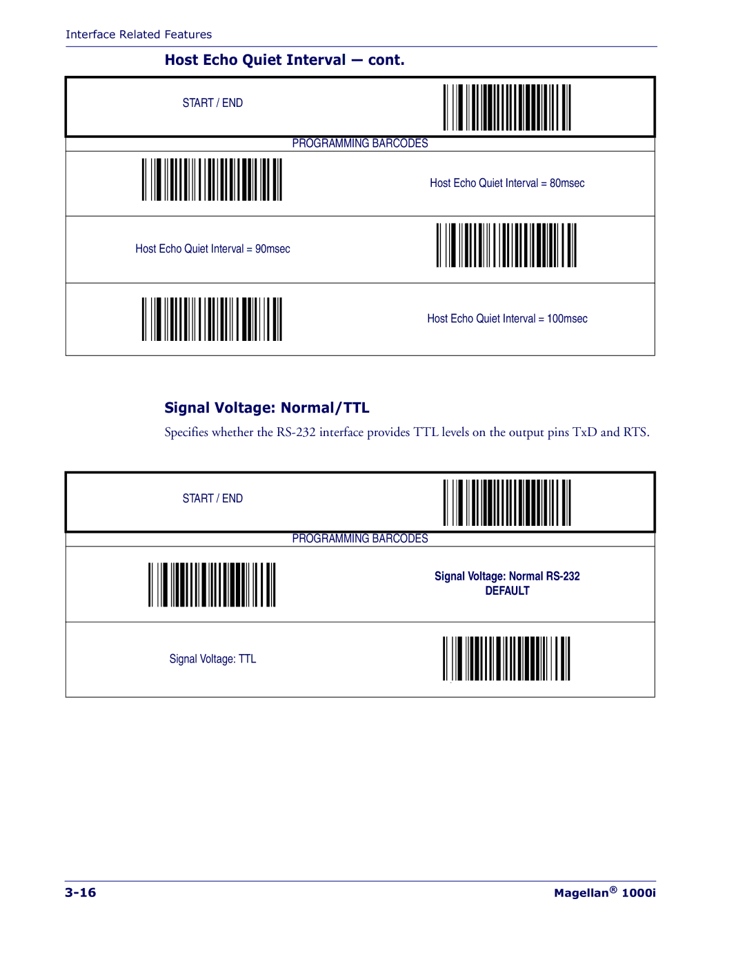 Datalogic Scanning 1000I manual Signal Voltage Normal/TTL 