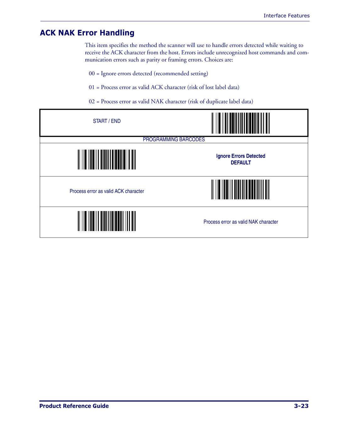 Datalogic Scanning 1000I manual ACK NAK Error Handling 