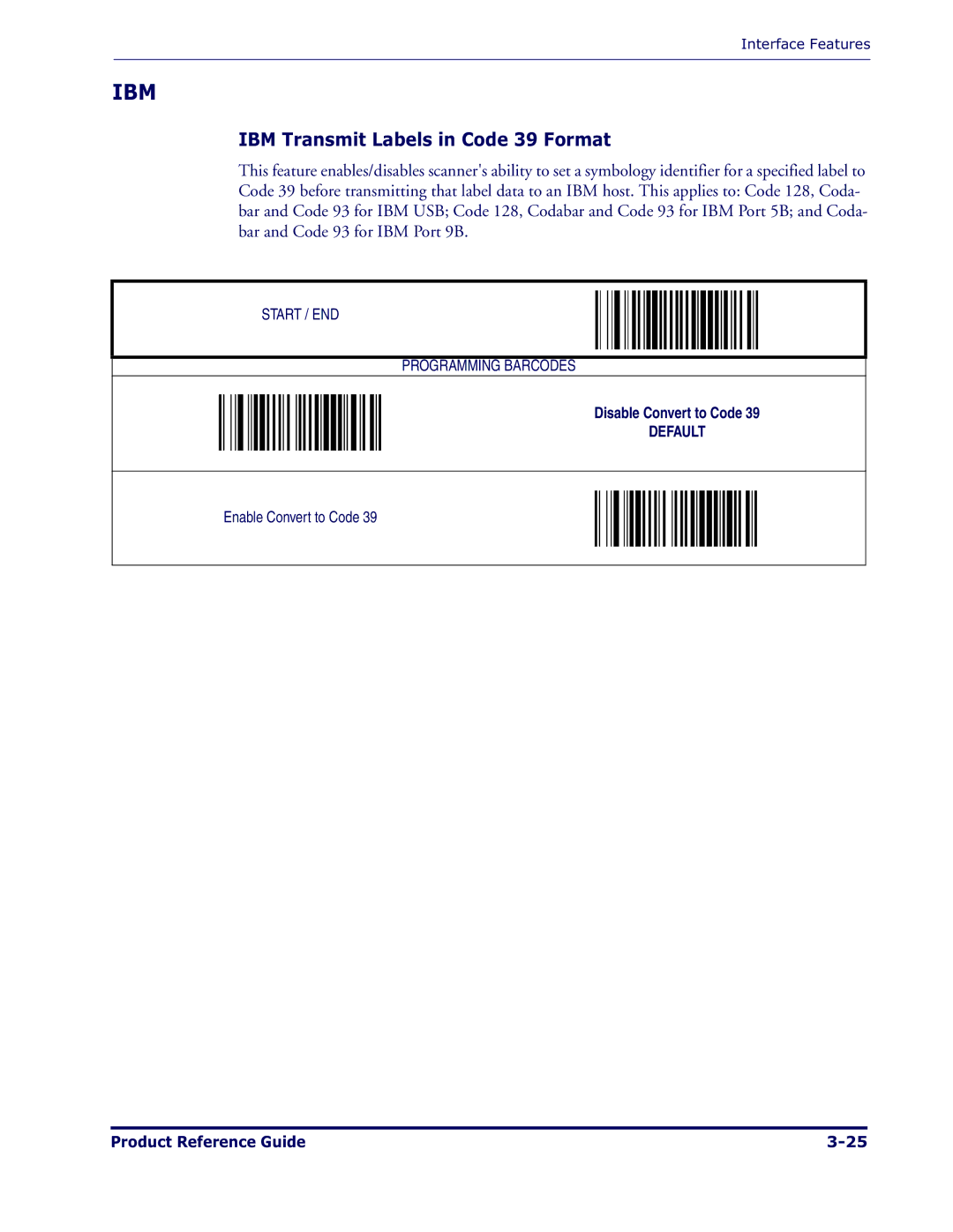 Datalogic Scanning 1000I manual Ibm, IBM Transmit Labels in Code 39 Format 