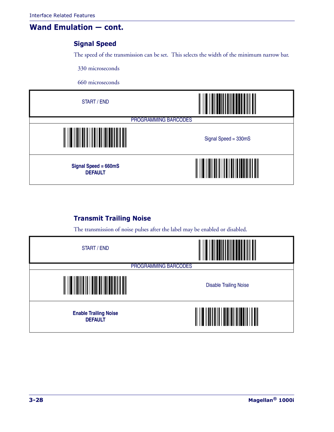 Datalogic Scanning 1000I manual Signal Speed, Transmit Trailing Noise 