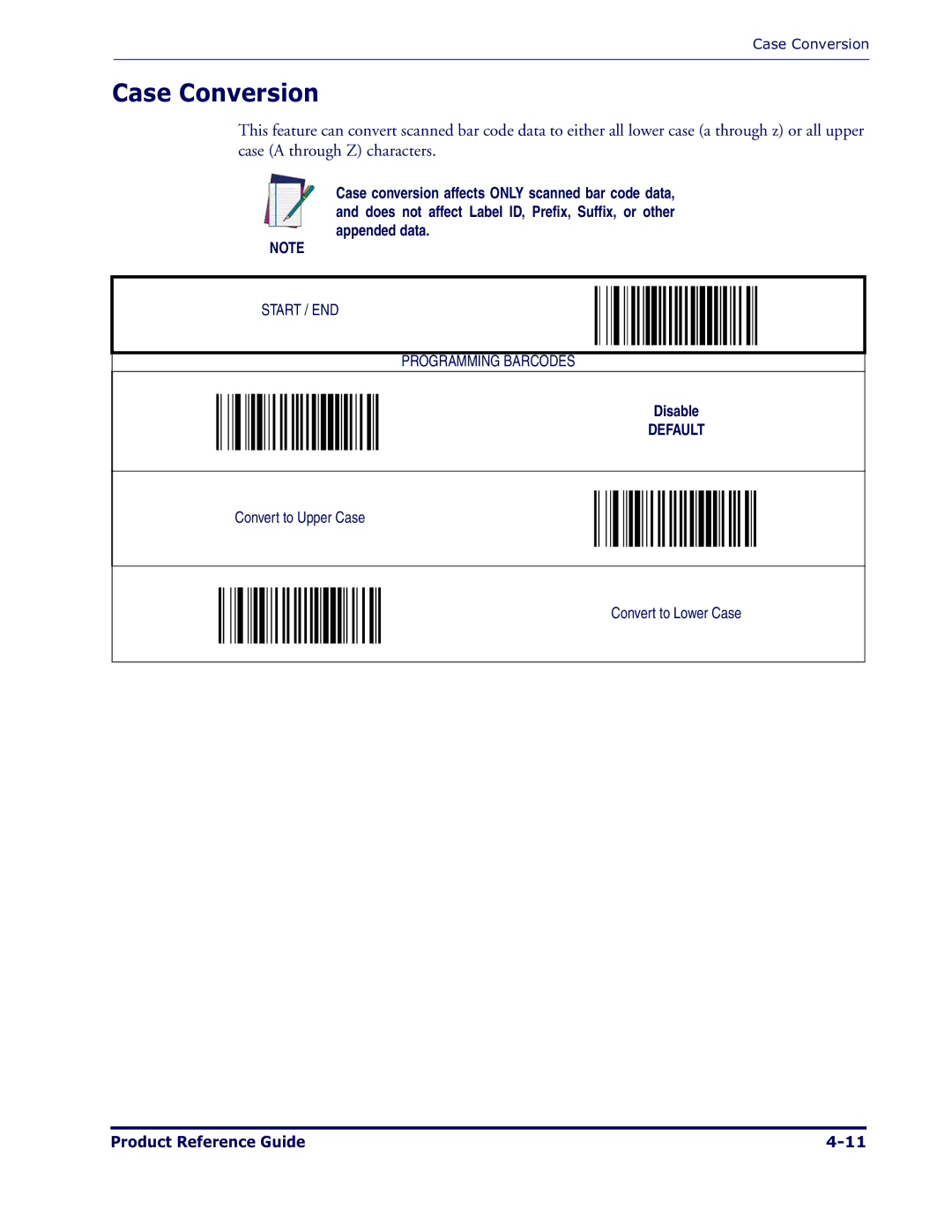 Datalogic Scanning 1000I manual Case Conversion 