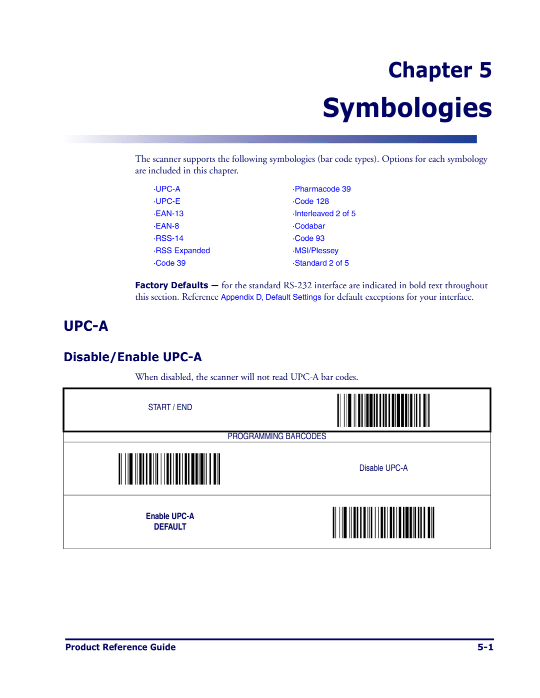 Datalogic Scanning 1000I manual Symbologies, Disable/Enable UPC-A 