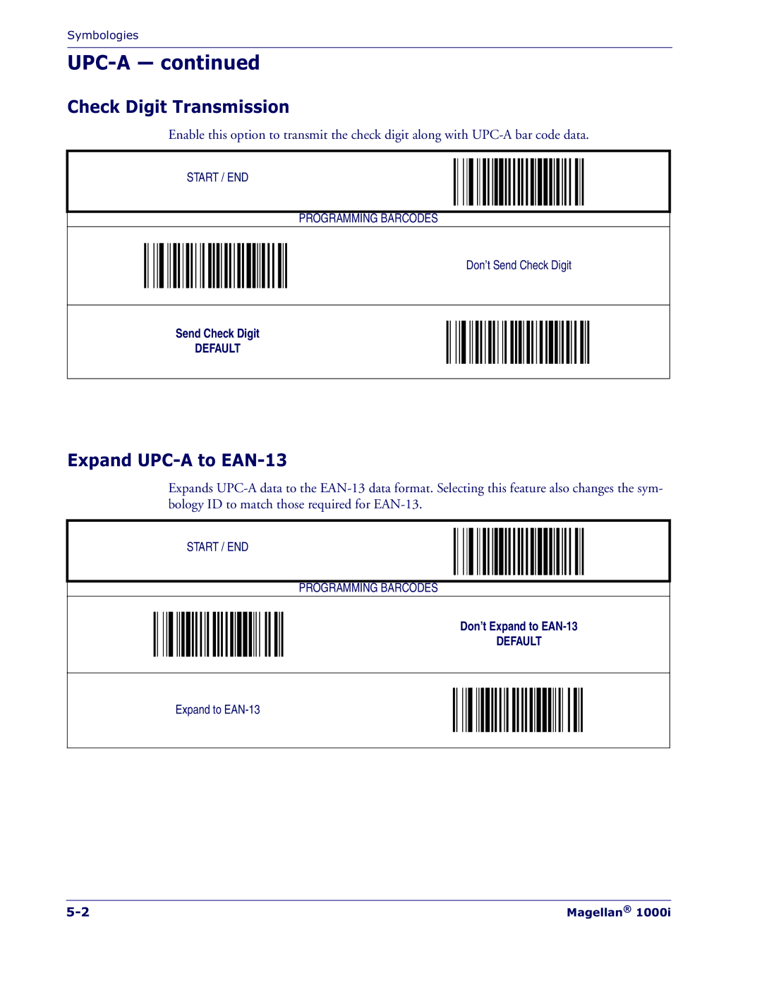 Datalogic Scanning 1000I manual Upc-A, Check Digit Transmission, Expand UPC-A to EAN-13 