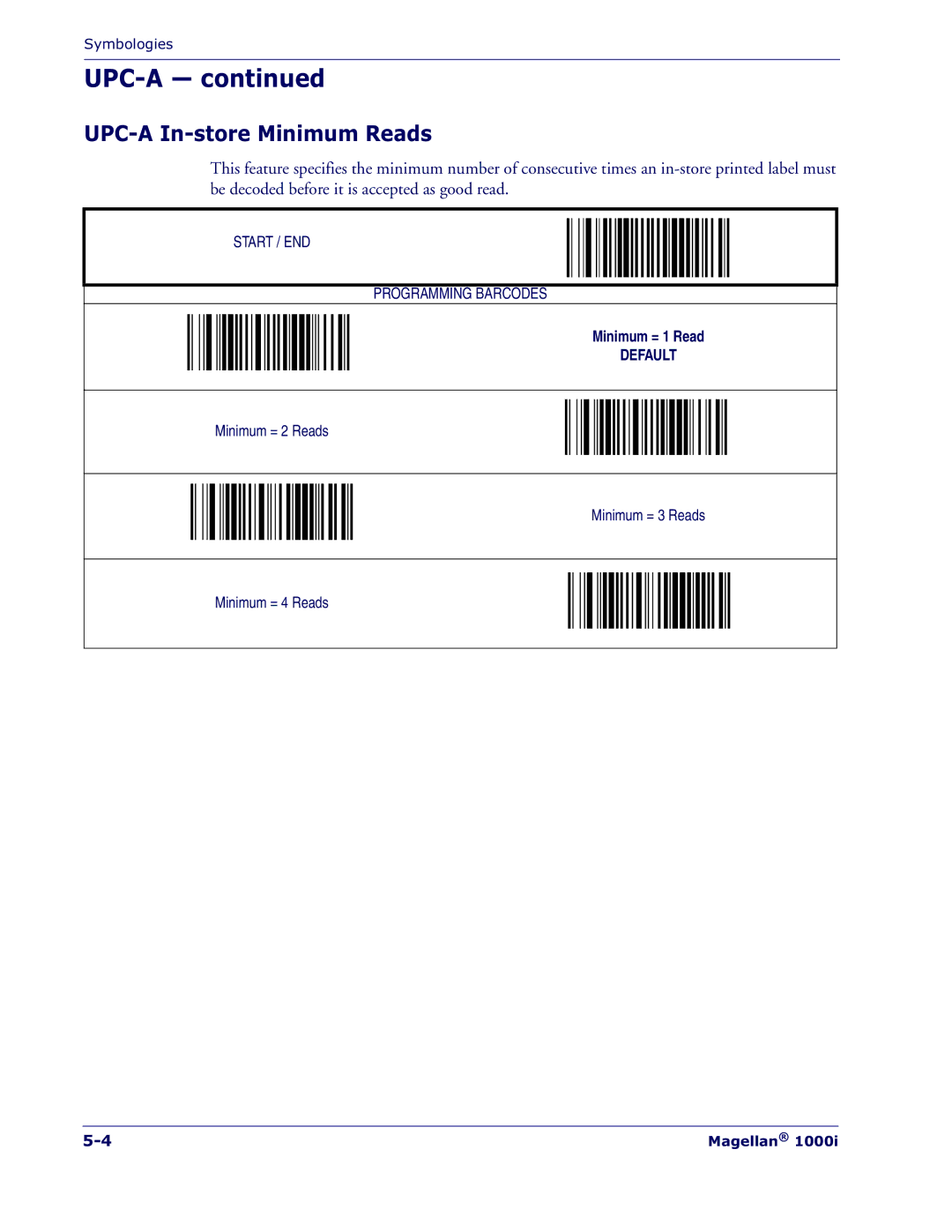 Datalogic Scanning 1000I manual UPC-A In-store Minimum Reads 