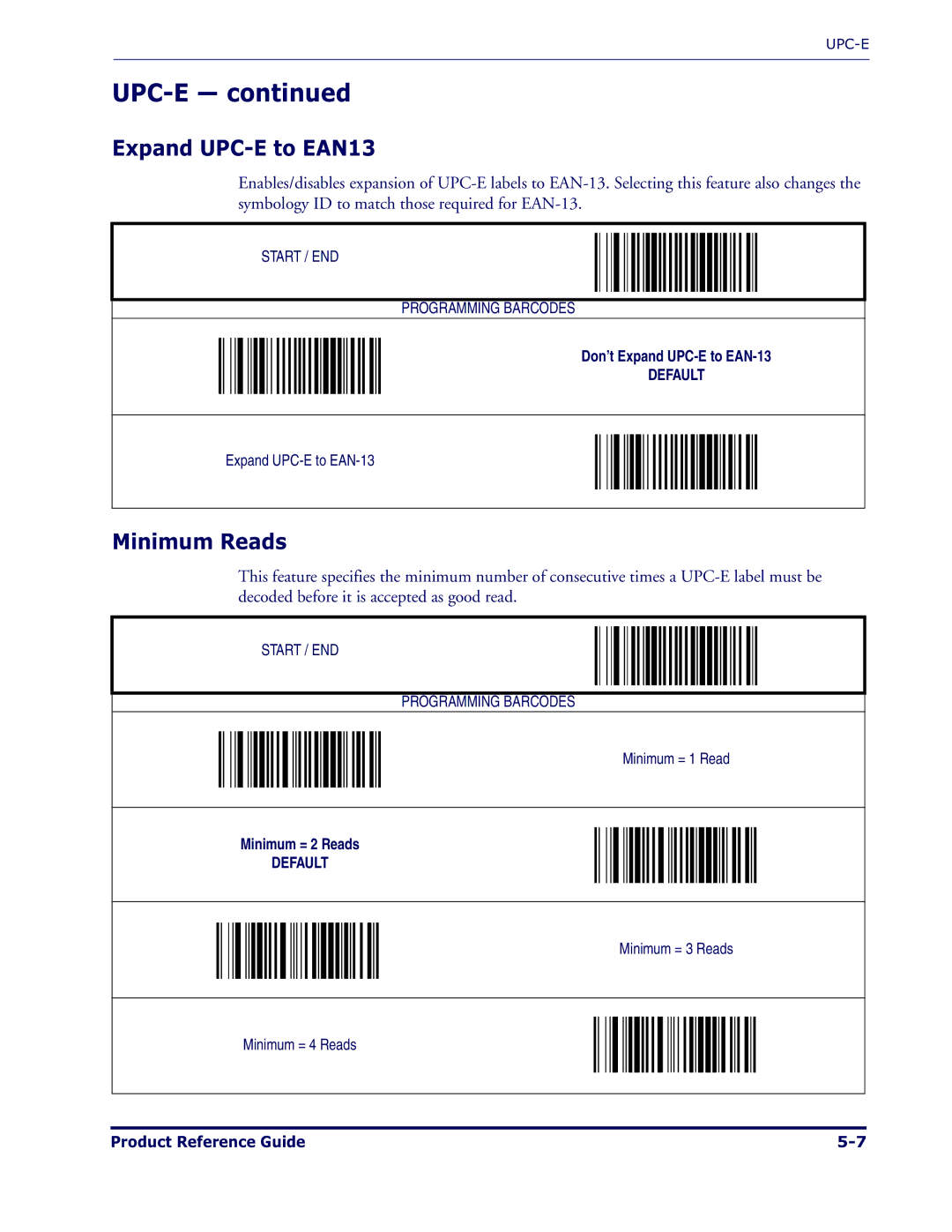 Datalogic Scanning 1000I manual Expand UPC-E to EAN13, Minimum Reads 