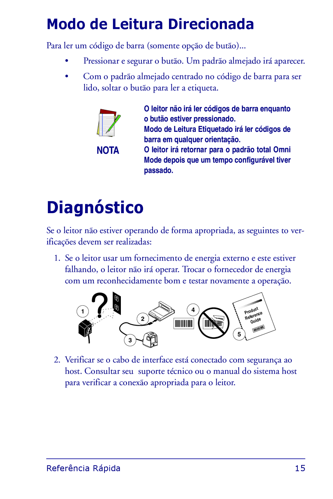 Datalogic Scanning 1000I manual Diagnóstico, Modo de Leitura Direcionada 