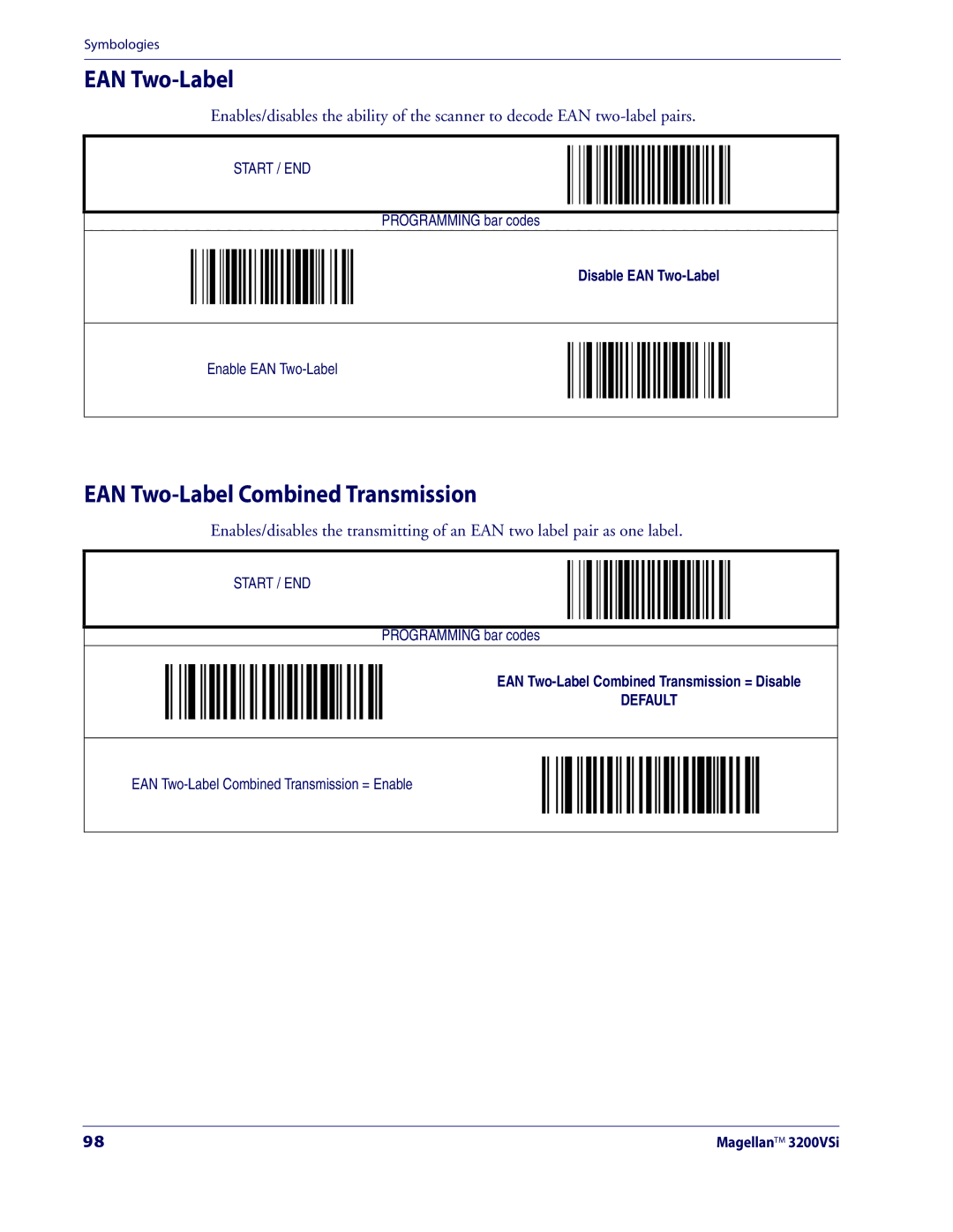 Datalogic Scanning 3200VSI manual EAN Two-Label Combined Transmission 