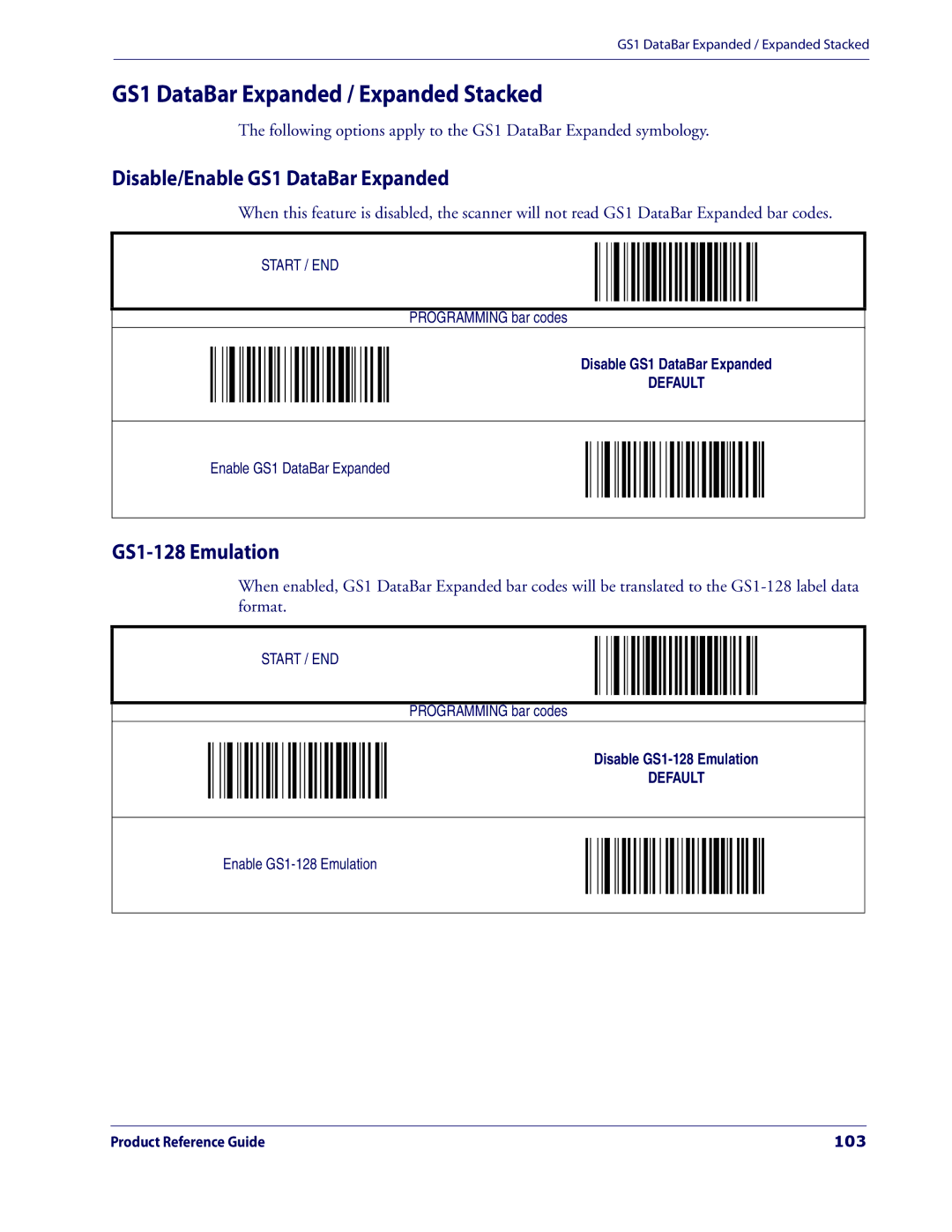 Datalogic Scanning 3200VSI GS1 DataBar Expanded / Expanded Stacked, Disable/Enable GS1 DataBar Expanded, GS1-128 Emulation 