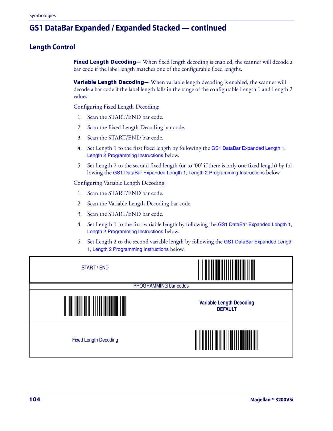 Datalogic Scanning 3200VSI manual Length Control, 104 