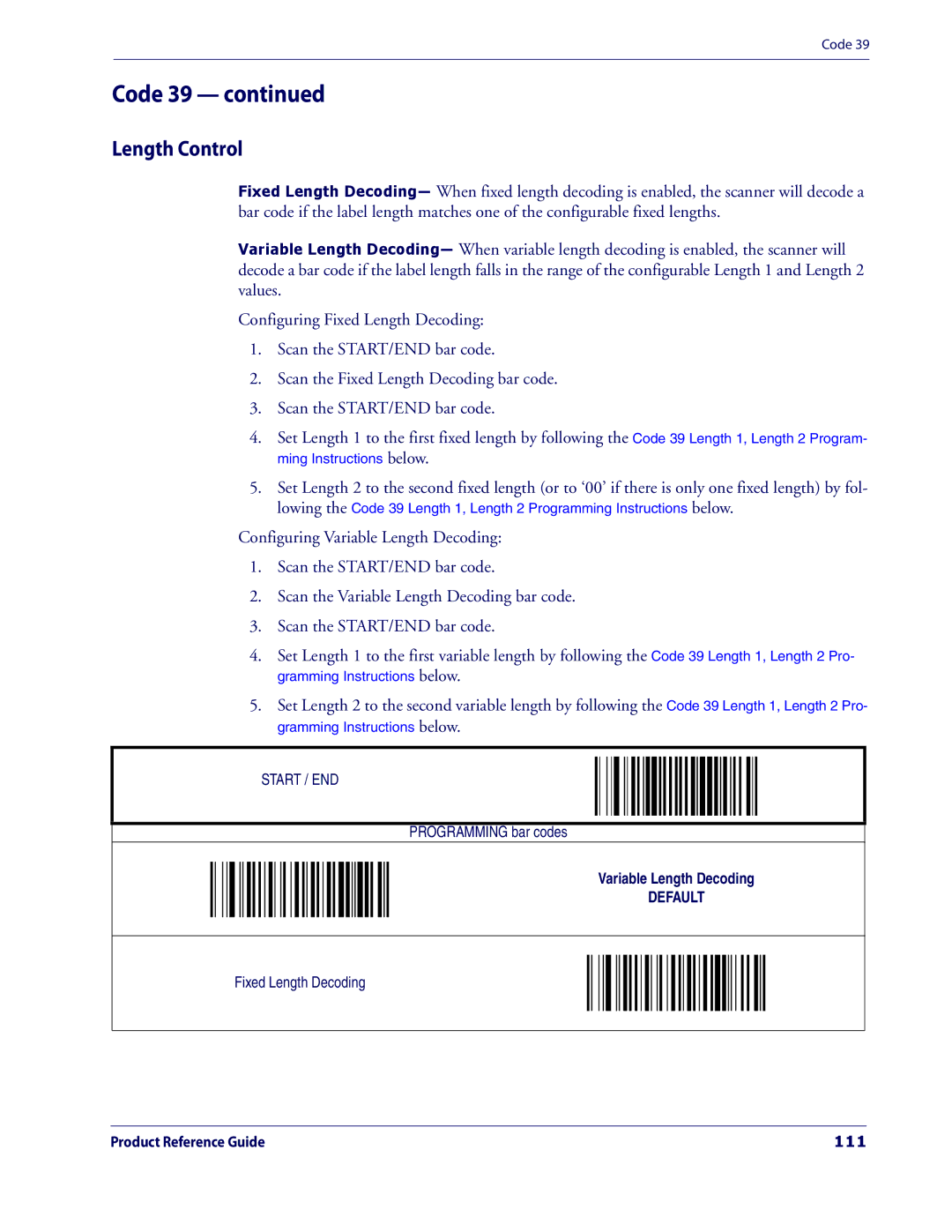 Datalogic Scanning 3200VSI manual Code, 111 