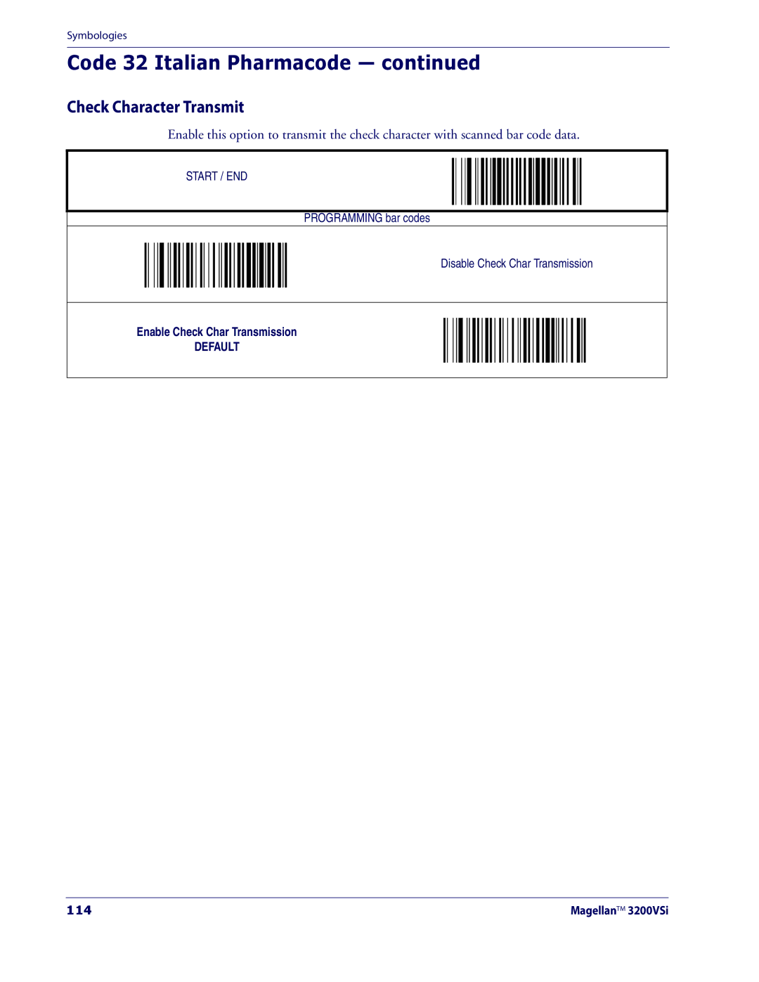 Datalogic Scanning 3200VSI manual Code 32 Italian Pharmacode, 114 