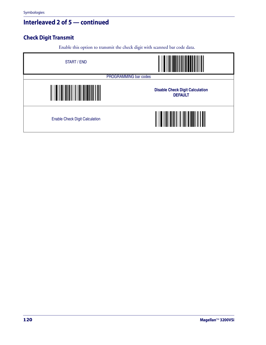 Datalogic Scanning 3200VSI manual Check Digit Transmit, 120 