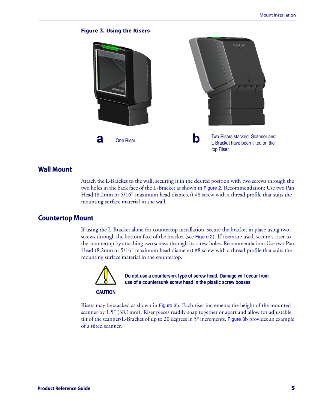 Datalogic Scanning 3200VSI manual Wall Mount, Countertop Mount 