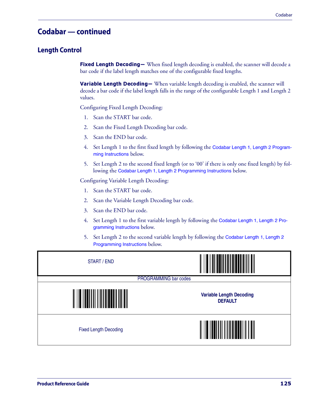 Datalogic Scanning 3200VSI manual Length Control, 125 