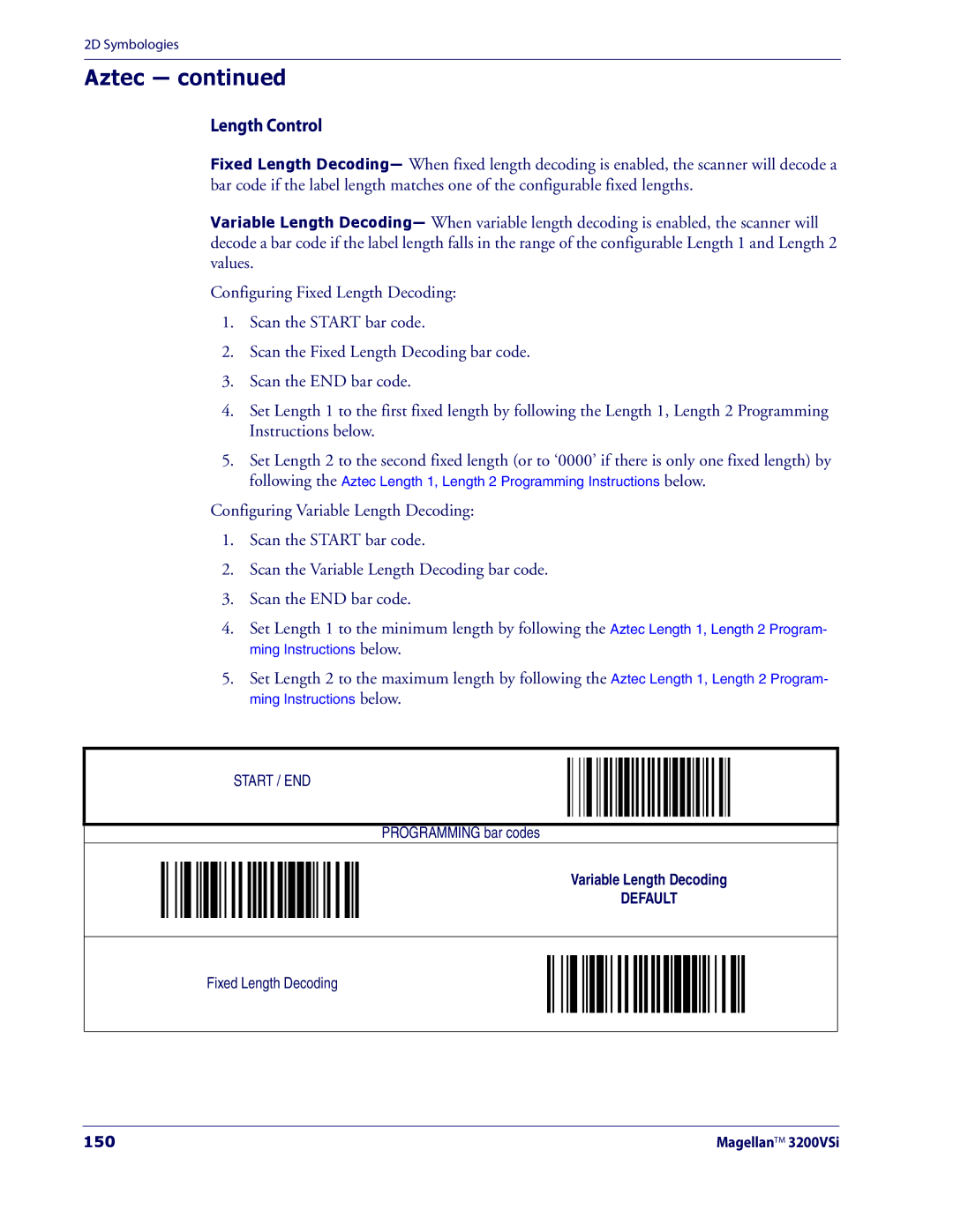 Datalogic Scanning 3200VSI manual Aztec, 150 