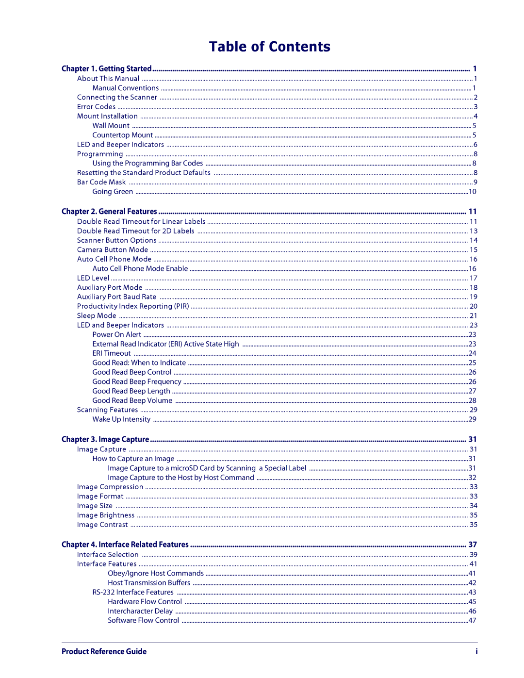 Datalogic Scanning 3200VSI manual Table of Contents 