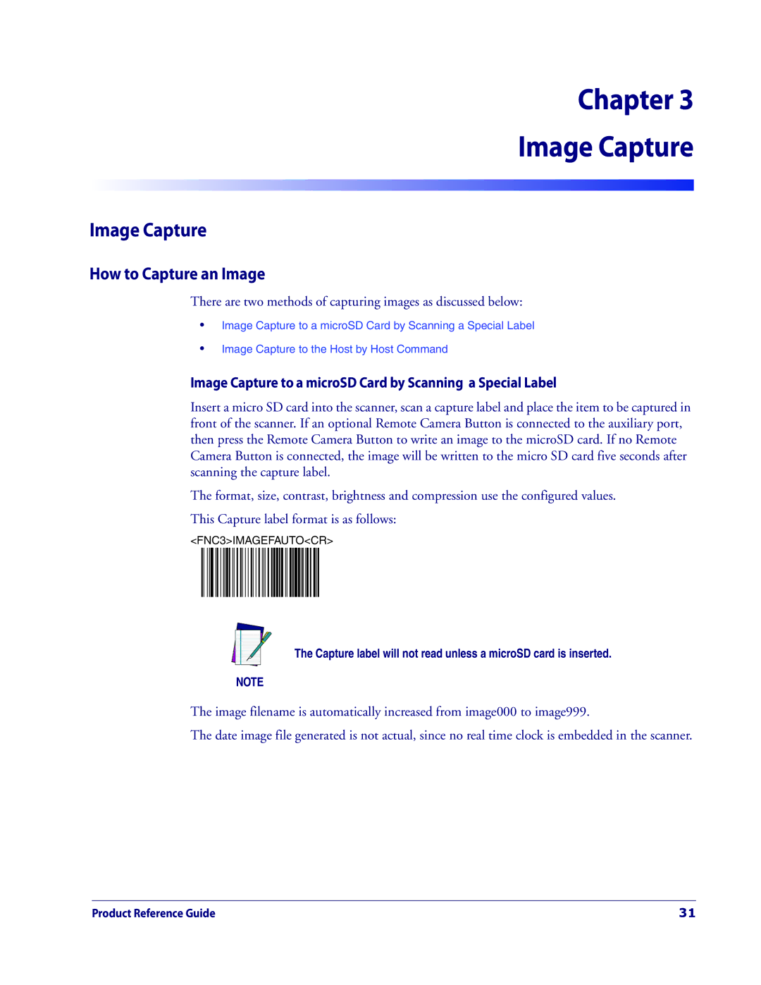 Datalogic Scanning 3200VSI manual Image Capture, How to Capture an Image 